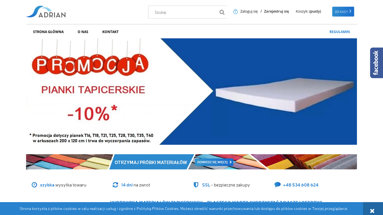Zrzut strony Hurtownia materiałów tapicerskich | Adrian