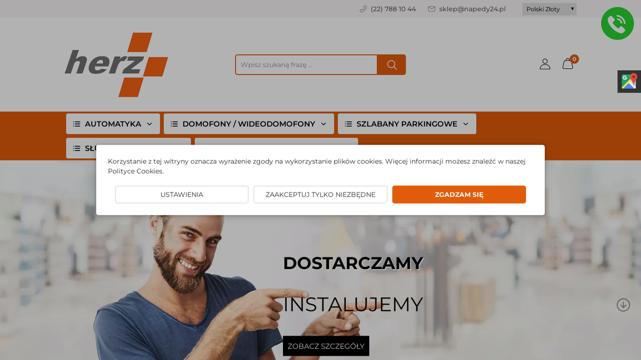 Zrzut strony Sklep z automatyką i systemami zabezpieczeń HERZ