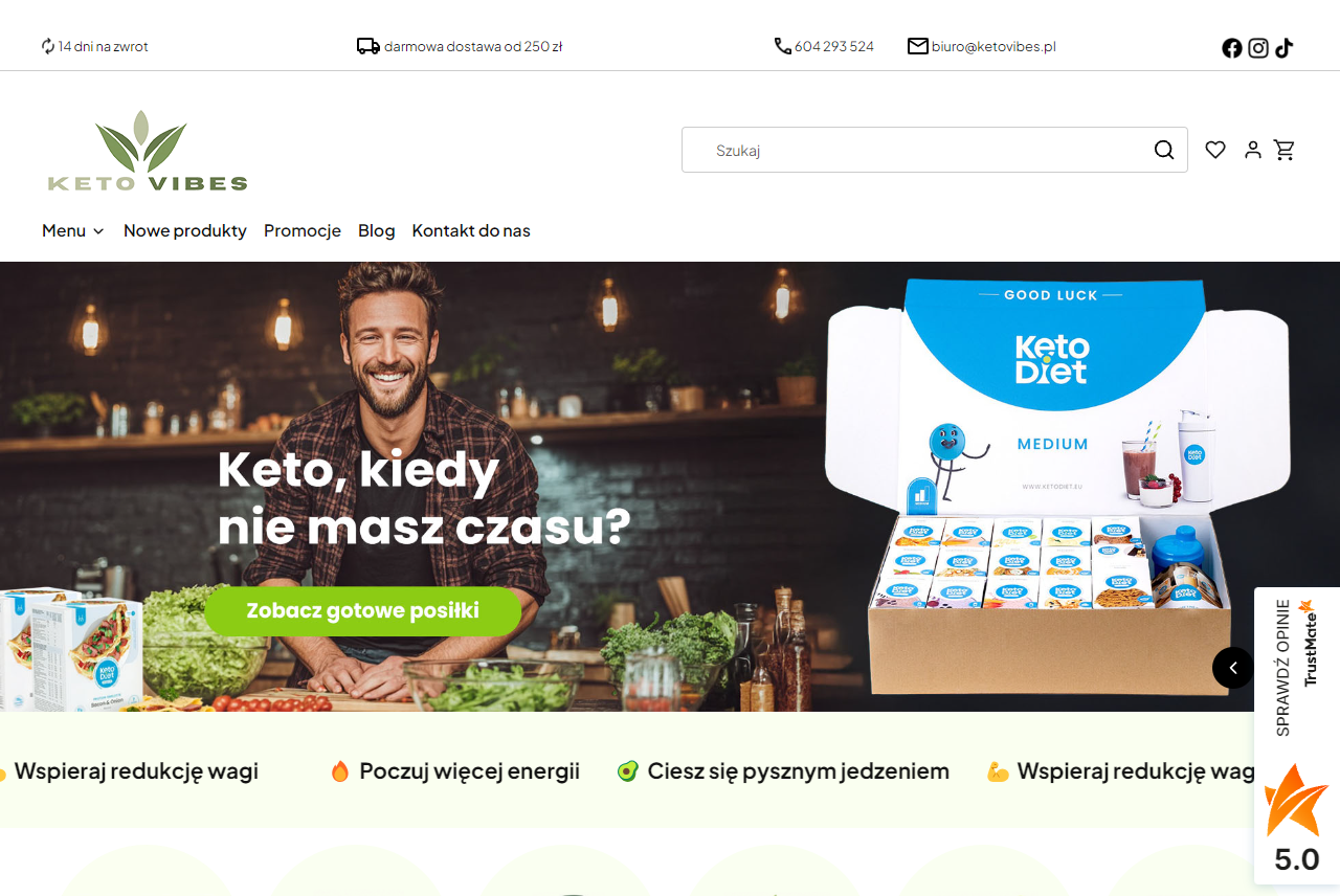 Zrzut strony KetoVibes - sklep keto i low carb