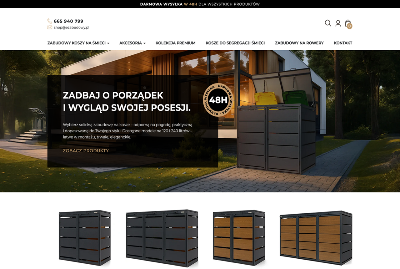 Zrzut strony ezabudowy.pl - zabudowy koszy