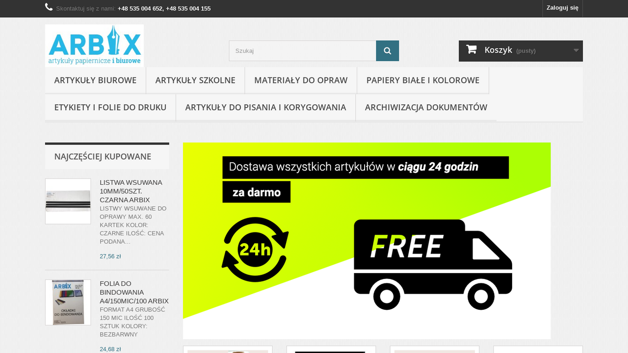 Zrzut strony Hurtownia artykułów biurowych i papierniczych Poznań | ARBIX