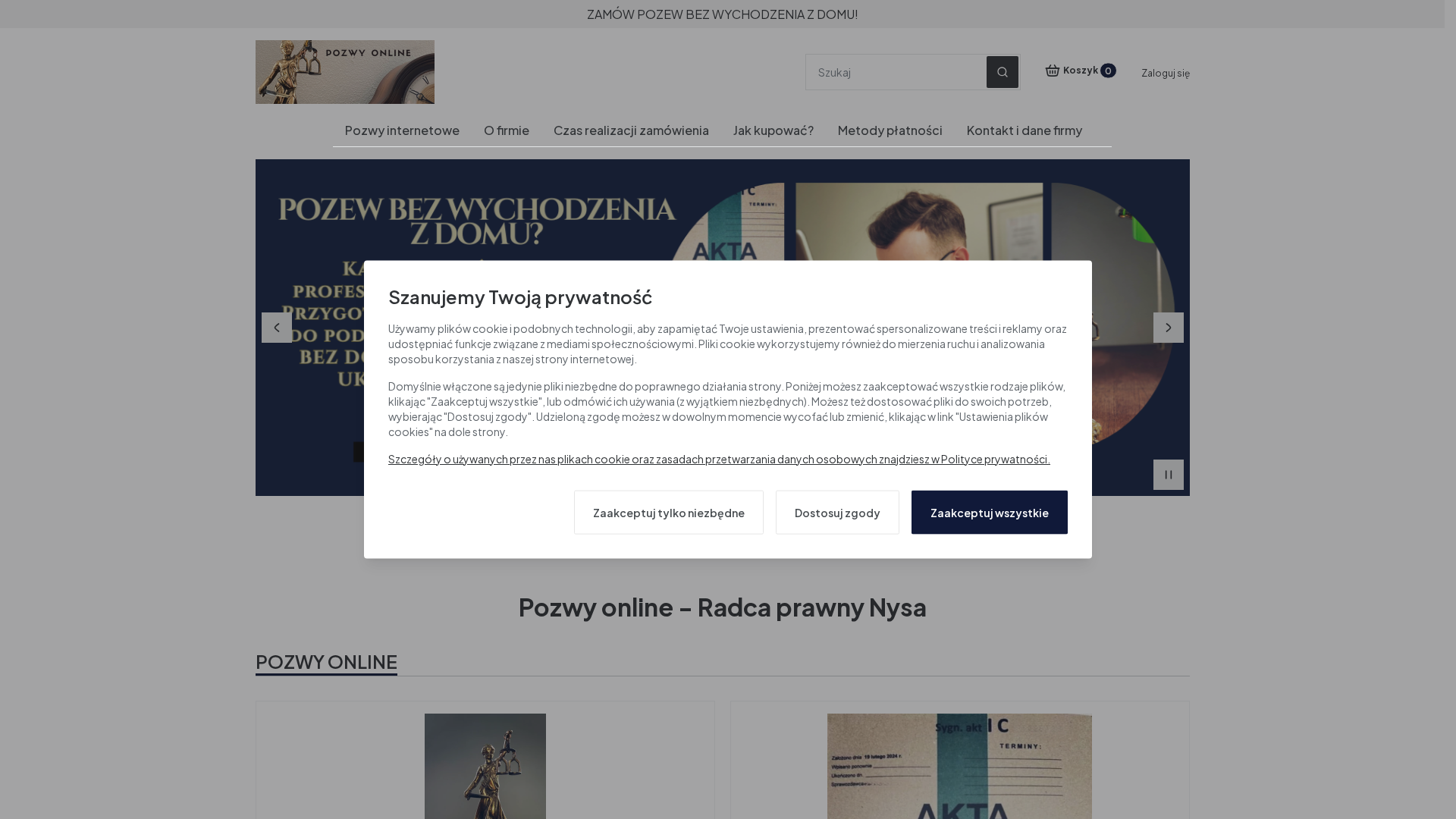 Zrzut strony Pozwy Online